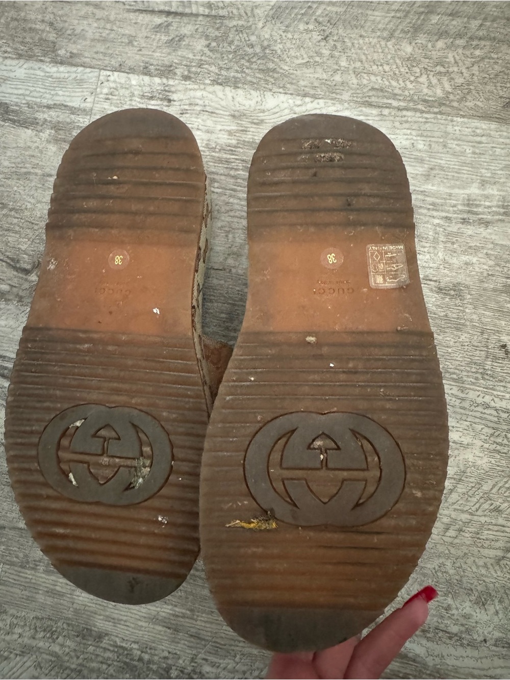 Gucci Brown and Beige GG Canvas Slide Sandals - Picture 4 of 4